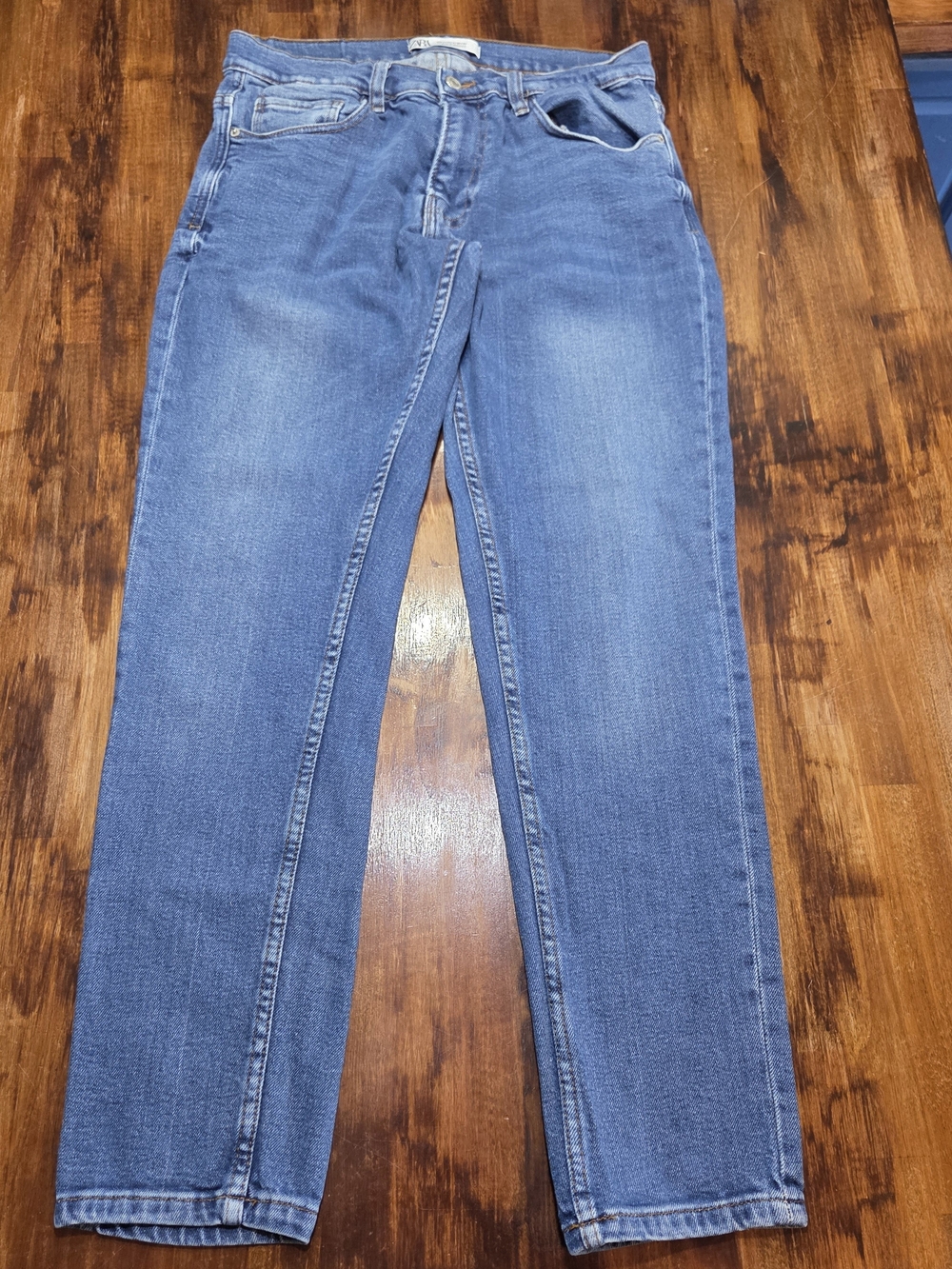 Zara Denimwear Straight Leg Jeans in Blue Waist 32